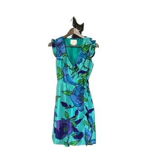 kate spade Vibrant Blue and Green Floral Mini Dress